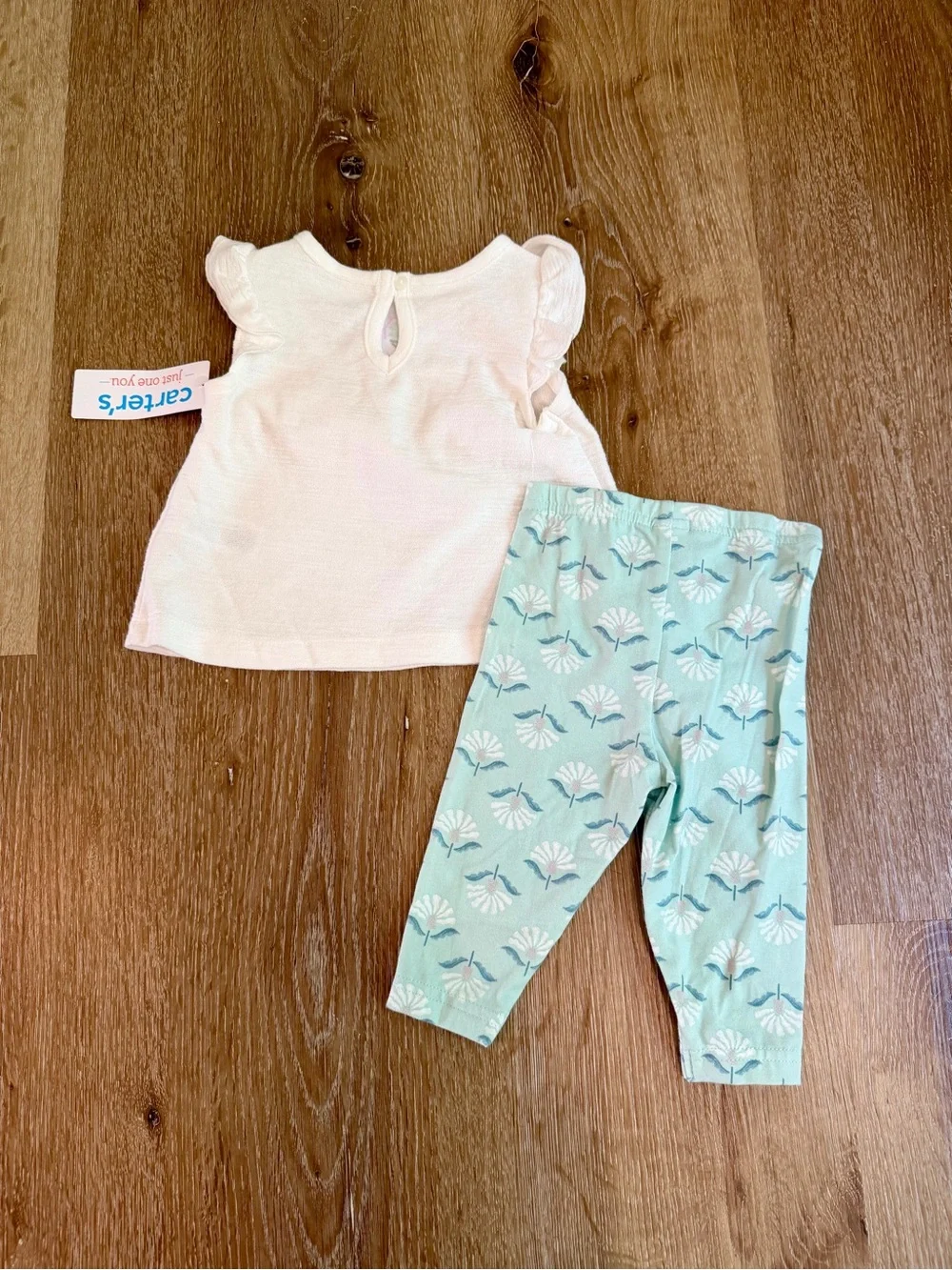 Carter's Peach Top and Mint Floral Leggings Matching Set